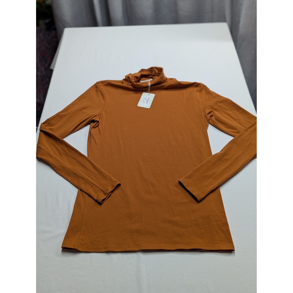 NWT Peruvian Connection Whiskey Extreme T-Neck Pima Cotton Burnt Orange M NEW